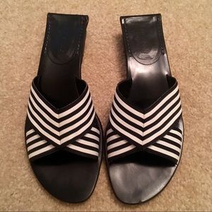 Kate Spade Grossgrain Black & White Bow Slides